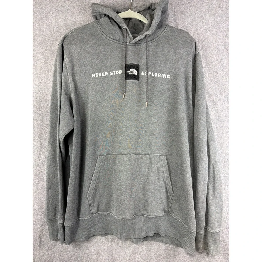 The North Face Sweatshirt Mens XL Gray Hoodie Never‎ Stop Exploring Pullover
